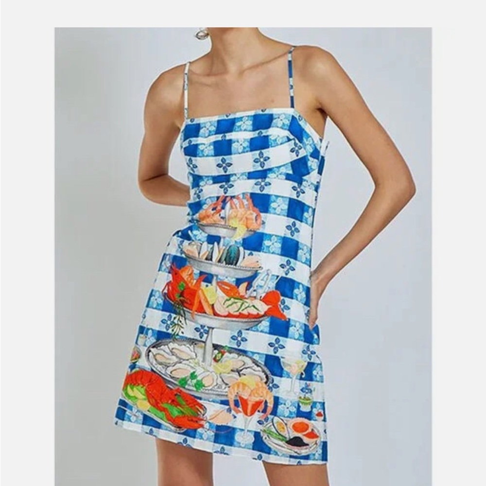 NWOT Rachel Antonoff Sold-out Gwen Blue and White Seafood Print Dress - Size 6